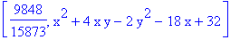 [9848/15873, x^2+4*x*y-2*y^2-18*x+32]